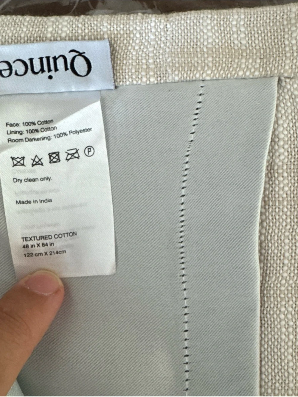 New Quince 100% textured cotton room darkening curtain 1 panel natural ivory